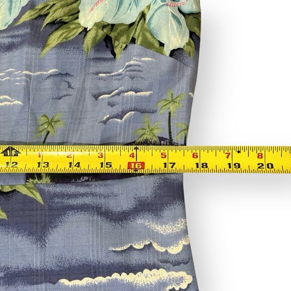 Tommy Bahama Tropical Print Silk Button Front Shirt Dress 12 Blue Hawaiian Beach - Picture 8 of 9